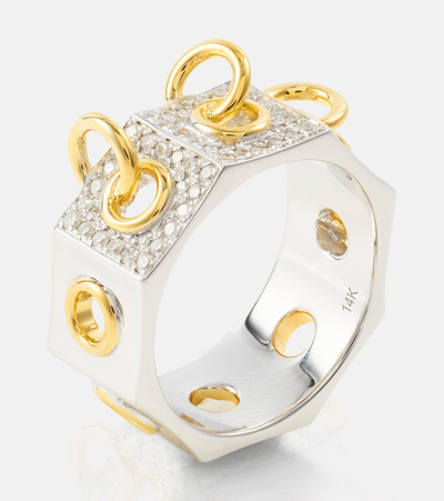 Shop Rainbow K Eyet 14kt Yellow And White Gold Ring With Diamonds