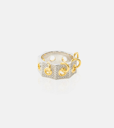 Shop Rainbow K Eyet 14kt Yellow And White Gold Ring With Diamonds