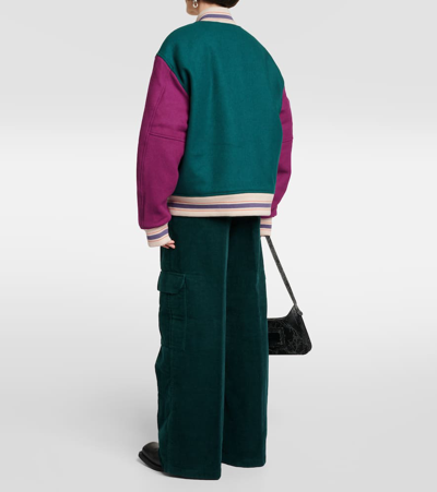 Shop Acne Studios Wool-blend Varsity Jacket In Multicoloured