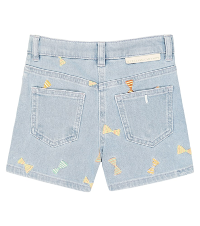 Shop Stella Mccartney Embroidered Denim Shorts In Blue