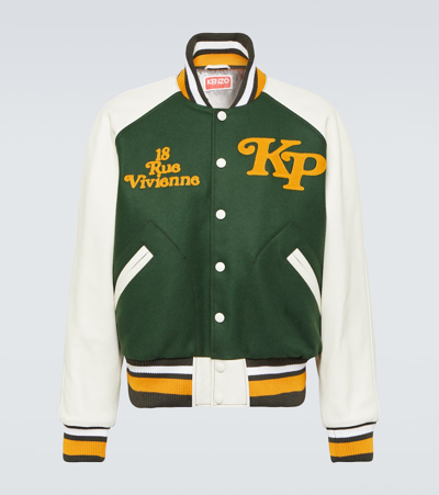 Shop Kenzo X Verdy Wool-blend Varsity Jacket In Green