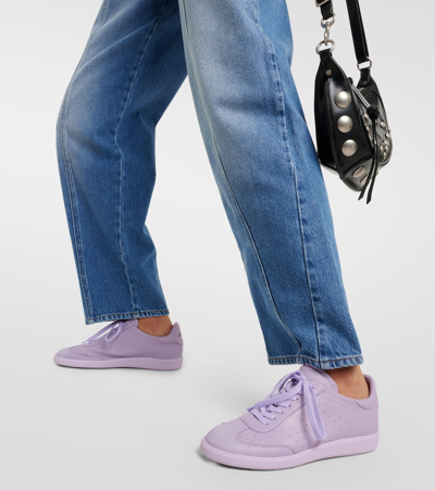 Shop Isabel Marant Kaycee Leather Sneakers In Purple