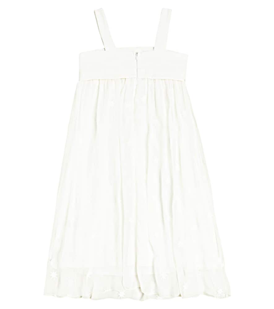 Shop Chloé Kids Embroidered Silk Dress In White