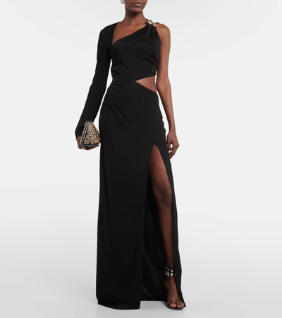 Shop Galvan Cutout One-shoulder Gown In Black