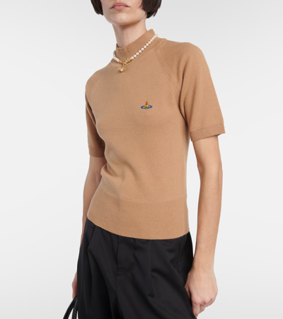 Shop Vivienne Westwood Orb Wool And Cashmere Top In Beige
