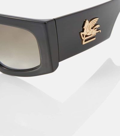 Shop Etro Screen Rectangular Sunglasses In Black