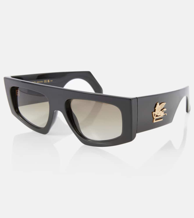 Shop Etro Screen Rectangular Sunglasses In Black