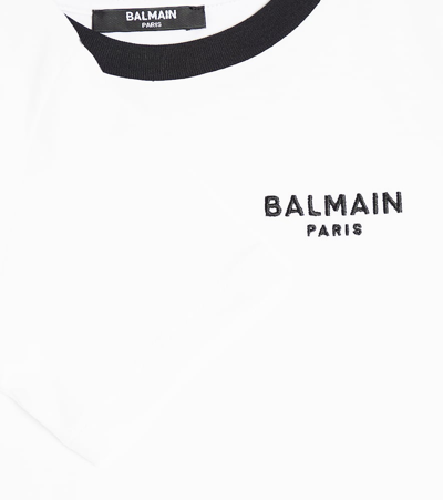 Shop Balmain Logo Cotton Jersey T-shirt In White