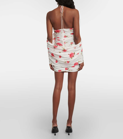 Magda Butrym Mini Draped Dress With All-over Rose Print In Multicoloured