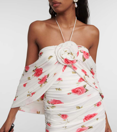Magda Butrym Mini Draped Dress With All-over Rose Print In Multicoloured