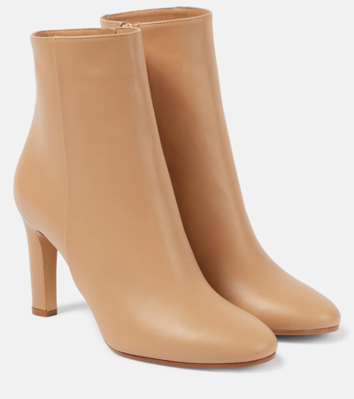 Shop Gabriela Hearst Lila Leather Ankle Boots In Beige