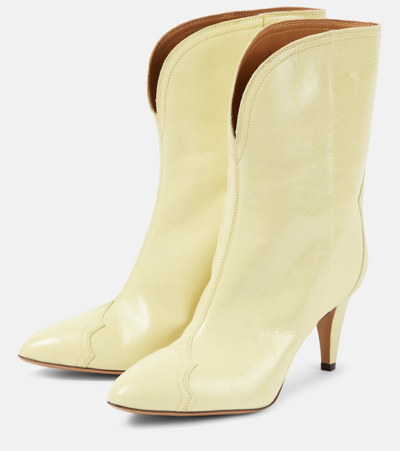 Shop Isabel Marant Dytho Leather Ankle Boots In Yellow