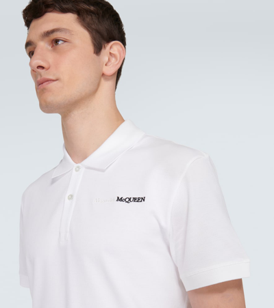 Shop Alexander Mcqueen Logo Cotton Piqué Polo Shirt In White