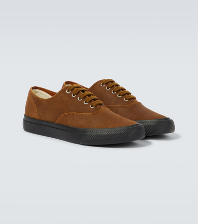 Shop Rrl New Norfolk Leather Low-top Sneakers In Brown