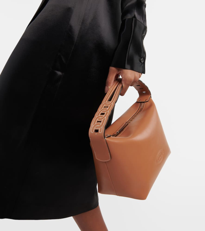 Shop Tod's Kate Mini Leather Tote Bag In Brown
