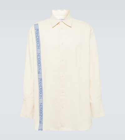 Shop Jw Anderson Striped Cotton And Linen Shirt In White