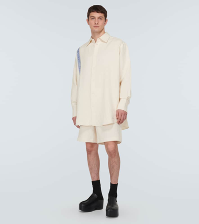 Shop Jw Anderson Striped Cotton And Linen Shirt In White