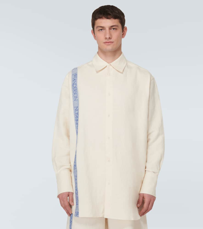 Shop Jw Anderson Striped Cotton And Linen Shirt In White