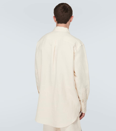 Shop Jw Anderson Striped Cotton And Linen Shirt In White