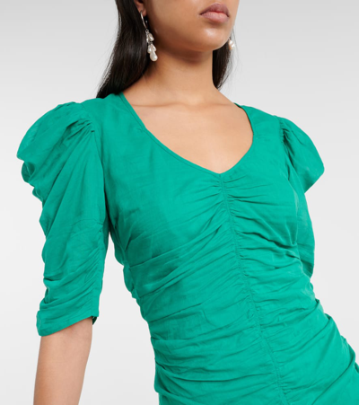 Shop Marant Etoile Sireny Draped Cotton Minidress In Green