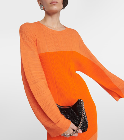 Stella Mccartney Fine Ribbed Midi Dress In Orange