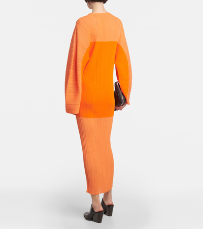 Shop Stella Mccartney Plissé Midi Dress In Orange