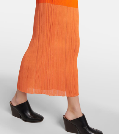 Stella Mccartney Fine Ribbed Midi Dress In Orange