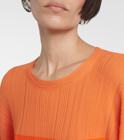 Stella Mccartney Fine Ribbed Midi Dress In Orange