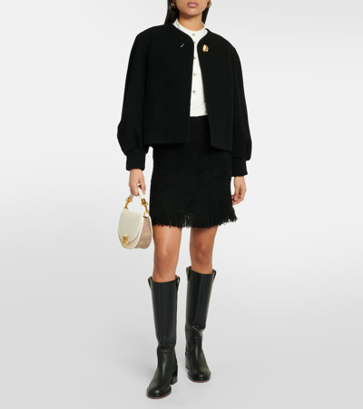 Chloé Tweed Boucle Silk Cashmere Mini Skirt In Black