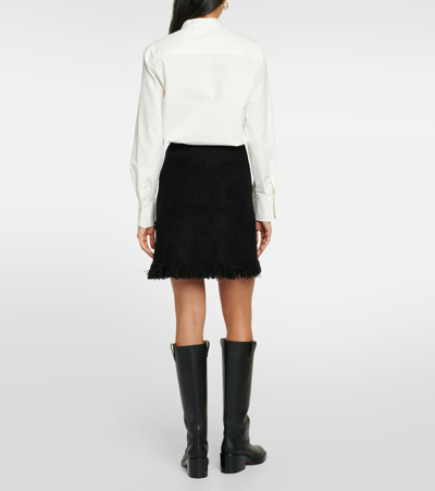 Shop Chloé High-rise Fringed Wool-blend Miniskirt In Black