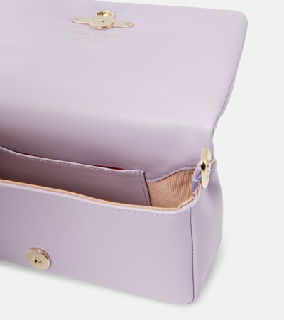 Shop Roger Vivier Viv' Choc Leather Phone Pouch In Purple