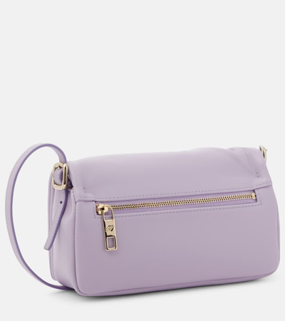 Shop Roger Vivier Viv' Choc Leather Phone Pouch In Purple