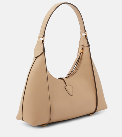 Shop Tod's T Timeless Small Leather Shoulder Bag In Beige