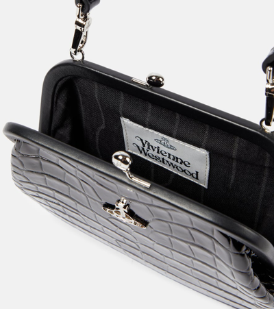 Shop Vivienne Westwood Croc-effect Leather Tote Bag In Black