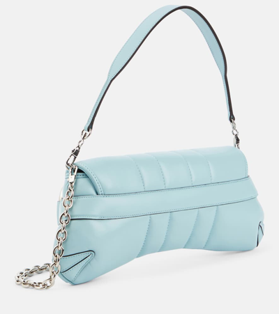 Shop Gucci Horsebit Chain Medium Leather Shoulder Bag In Blue