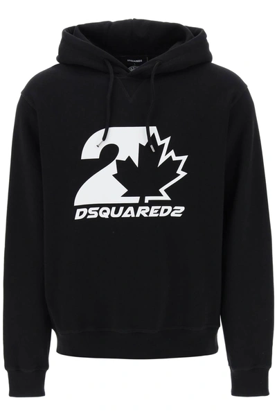 Shop Dsquared2 Printed Hoodie In Black