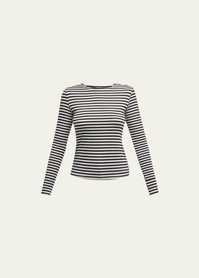 Shop L Agence Tess Long-sleeve Stripe Tee In Blackwhite Stripe