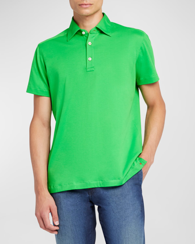 Shop Kiton Men's Cotton Polo Shirt In Green