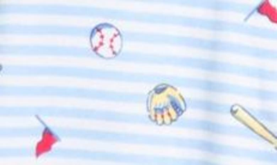 Shop Little Me Home Run Baseball Print Footie & Bib Set In Blue