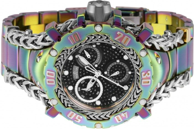 Pre-owned Invicta Gladiator Black Dial Quartz Women's 138 Diamonds Iridescent Steel Watch