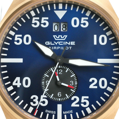 Pre-owned Glycine Airpilot Dual Time Chronograph Swiss Men's Watch Blue Dial Gl0369