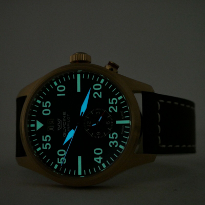 Pre-owned Glycine Airpilot Dual Time Chronograph Swiss Men's Watch Blue Dial Gl0369