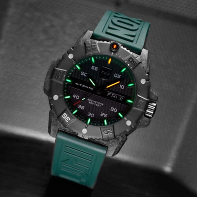 Pre-owned Luminox Men's Watch Master Carbon Seal Automatic Black Dial Green Strap Xs.3877