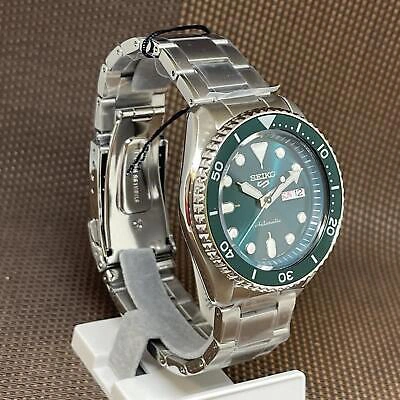 Pre-owned Seiko 5 Sports Srpd61k1 Green Analog Automatic Stainless Steel Date Men's Watch