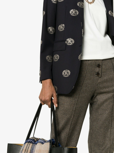 Pre-owned Burberry $1750  Boreton Navy Wool Crest Logo Blazer Suit Jacket Us 2 Uk 4 In Blue