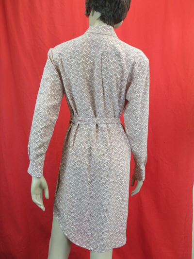 Pre-owned Burberry Gabrielle Pink Tb Monogram Belted Silk Dress Us 6 / Uk 8/ Eu 40 $1650
