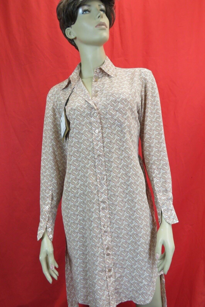 Pre-owned Burberry Gabrielle Pink Tb Monogram Belted Silk Dress Us 6 / Uk 8/ Eu 40 $1650