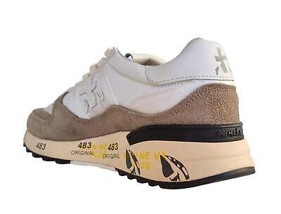 Pre-owned Premiata Men's Shoes Suede Sneaker Fabric Landeck_6406 White