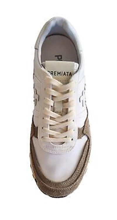 Pre-owned Premiata Men's Shoes Suede Sneaker Fabric Landeck_6406 White