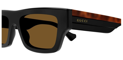 Pre-owned Gucci Original  Sunglasses Gg1301s 004 Black Frame Brown Gradient Lens 55mm In Green